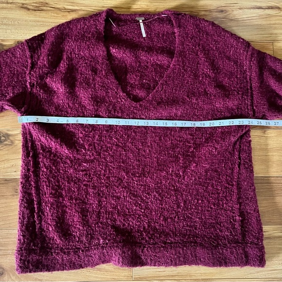 Free People Loft V Neck Maroon Alpaca Knit Sweater Medium - Picture 7 of 13